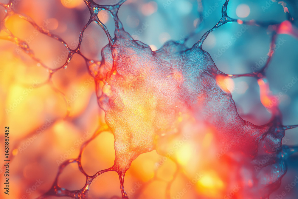 Poster Abstract image of a vibrant, interconnected network resembling neurons or a complex system.