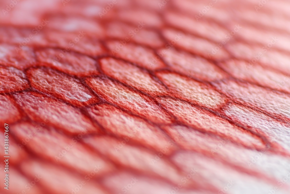 Poster red fish scales texture - close-up detailed texture of red fish scales, showing intricate pattern an