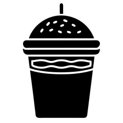 Fast food icons featuring a trash can and disposable coffee cup on a white background