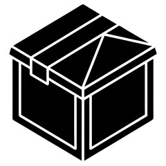 Black metallic 3D vector illustration of a container box symbol