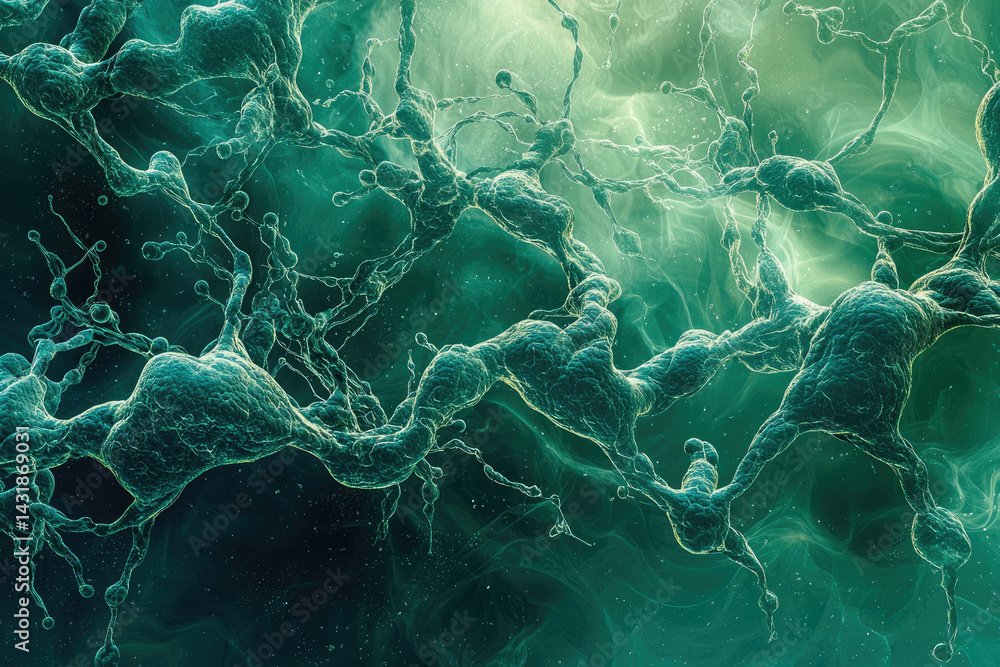 Poster Intricate network of neurons, a mesmerizing visualization of the brain's complex neural connections.