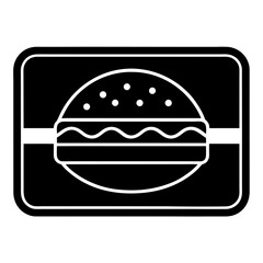 A set of stylized fast food icons featuring hamburgers on round and square internet buttons, perfect for illustrating various meal and snack options