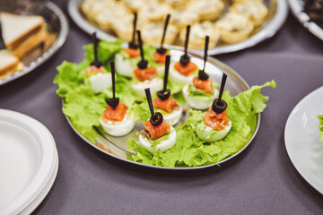 Buffet in the office closeup.
