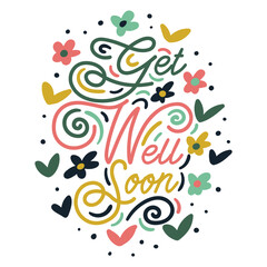 get well soon lettering. vector illustration