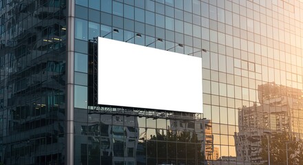 Obraz premium Billboard on Modern Building Advertisement Space in Urban Setting