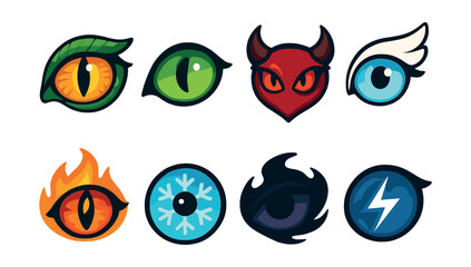 Fototapeta premium Collection of fantasy eye icons: mystical and magical designs. Vector icons