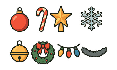 Festive ornament icon set: celebrate the holidays with designs. Vector icons