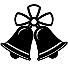 Christmas bells with red ribbon and bow decorations symbolize holiday celebration