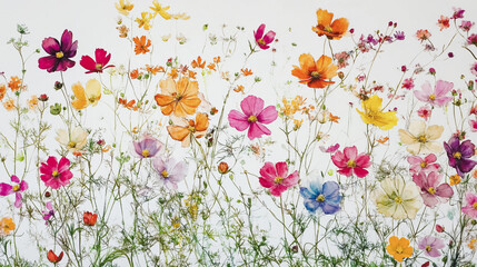 Elegant wedding invitation card background . Minimal hand painted watercolor Cosmos flowers texture template background. Design for wedding, vip cover, poster, rsvp moderncard.Valentine's Day

