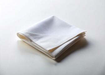 Simple White Napkin on Clean White Background - Minimalist Stock Photo