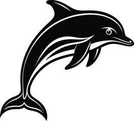 Naklejka premium Dolphin Silhouette Black Vector | Ocean Animal
