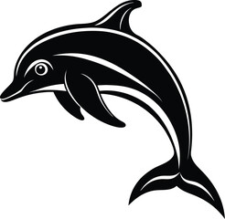 Fototapeta premium Dolphin Silhouette Black Vector | Ocean Animal