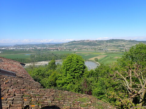 Tanaro river by town of Barbaresco