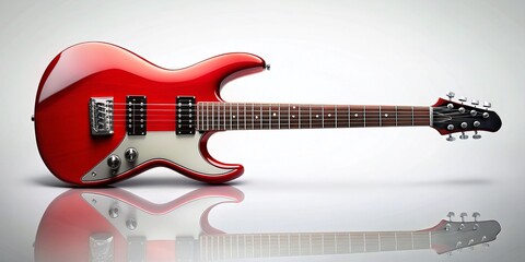 Sleek Electric Guitar with Red Accents - Stock Photo