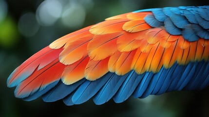 Obraz premium Bright feathers of birds. Multicolored feathers of a parrot