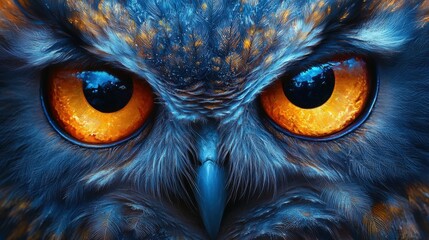 An owl with feathers of an unusual color. A brightly colored owl.