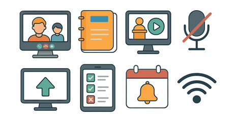 Online learning icons set: for digital education. Vector icons
