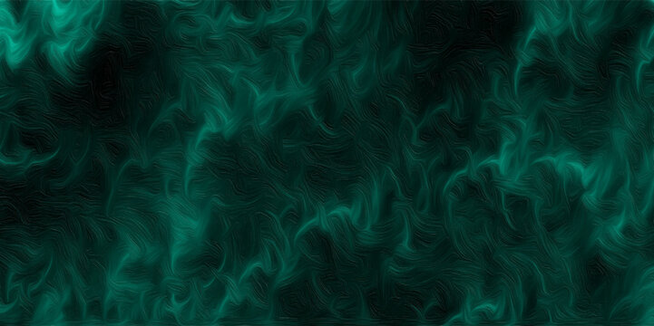 Abstract Mysterious Emerald Swirls: An abstract composition of swirling emerald green patterns against a deep black background, evoking a sense of ethereal beauty and enigmatic depth. Design