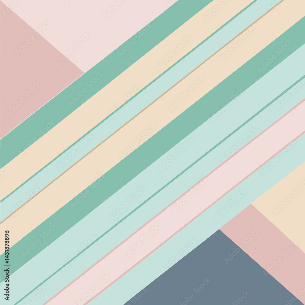 Poster serene pastel stripes diagonally arranged creating a calming minimalist geometric design with soft m