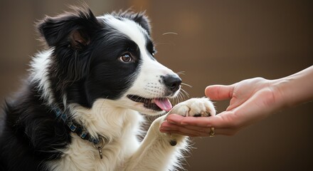 Border Collie Giving Paw To Person Hand Pet Friendship