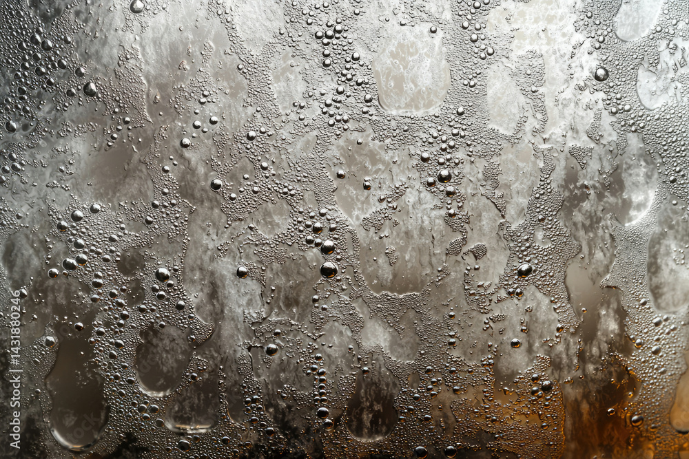 Poster Abstract image of water condensation forming various sized droplets on a surface.