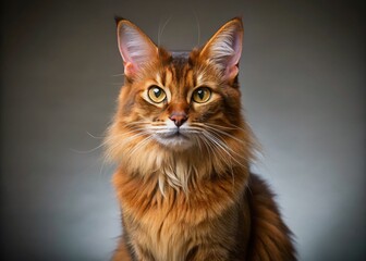 Obraz premium Somali Cat Breed Stunning Minimalist Photography: Red, Brown, Cream, Dilute & Sable Coat Colors