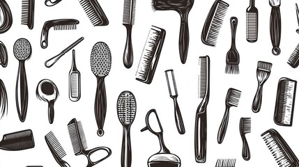 Hair styling tools collection, salon background, grooming, hair care