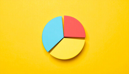 Top view pie chart with 3 segments, perfect for visual data representation and infographic use.
