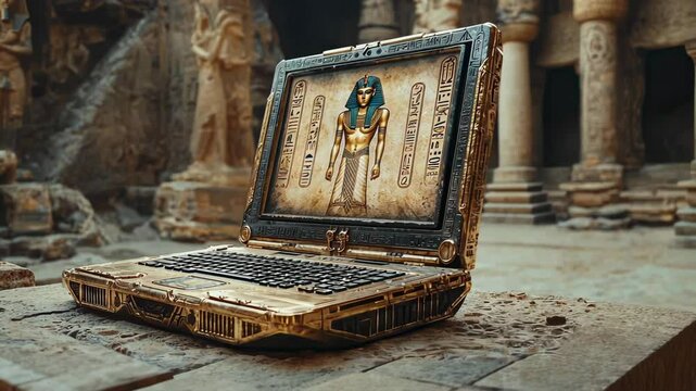 Exploring ancient Egyptian technology with a laptop found in a pyramid context