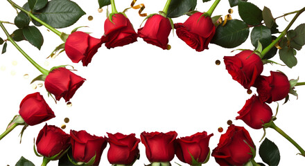 Red Rose's Frame isolated on transparent background, PNG 