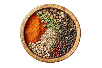 spices in a wooden bowl isolated on transparent background Remove png