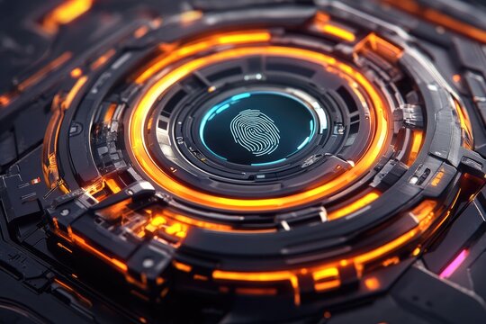 Fingerprint scanner futuristic interface - Powered by Adobe