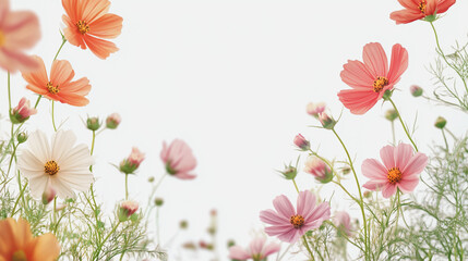 Elegant wedding invitation card background . Minimal hand painted watercolor Cosmos flowers texture template background. Design for wedding, vip cover, poster, rsvp moderncard.Valentine's Day