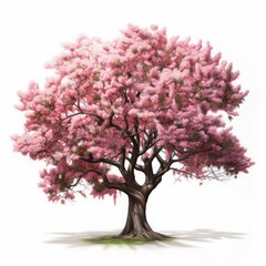 Fototapeta premium An isolated, ultra-detailed photograph of a flowering tree, on white background