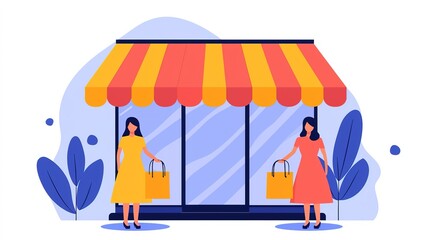 Obraz premium Small business shopping event urban marketplace digital artwork vibrant environment front view customer engagement