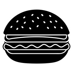 Vector illustration of a delicious fast-food hamburger with cheese, lettuce, and tomato on a white background