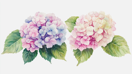 Fototapeta premium Elegant wedding invitation card background . Minimal hand painted watercolor Hydrangea flowers texture template background. Design for wedding, vip cover, poster, rsvp moderncard.Valentine's Day