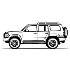 vector silhouette sketch suv .Generative AI