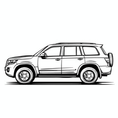 vector silhouette sketch suv .Generative AI