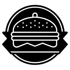 A mouth-watering burger icon, perfect for restaurant menus and fast food designs, illustrated as a vibrant vector symbol