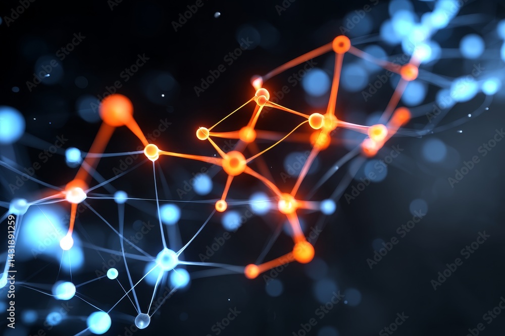 Aufkleber y3k abstract network: glowing connections - a vibrant y2k-inspired abstract visualization of a netwo