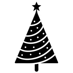 Christmas tree vector illustration with festive holiday ornaments, stars, and winter season celebration design