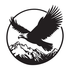 Flying Eagle Over Mountain Vector – Wilderness and Freedom Illustration