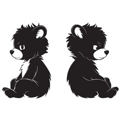 Cute Bear Cubs Vector – Adorable Sitting Black Bear Illustration © Revo