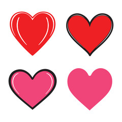 Bold and Colorful Heart Icons – Modern Flat Valentine Vector Set