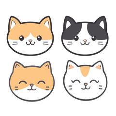 Colorful Cartoon Cat Faces – Cute Vector Expression Pack