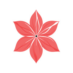 Red Decorative Flower with Petals – Minimalist Vector Illustration