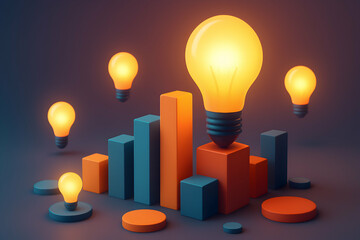 Creative light bulb ideas with colorful graphs.