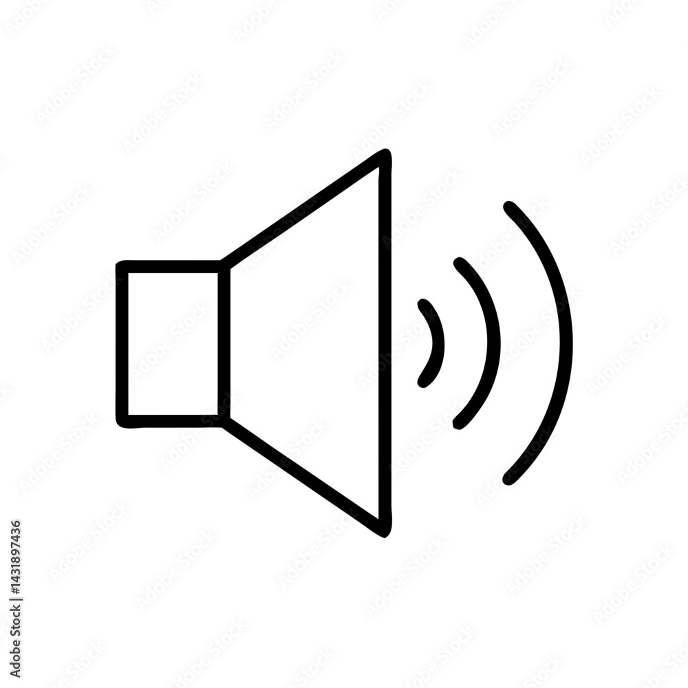 Poster a bold speaker icon broadcasting a powerful message with strong lines and a clean white background.