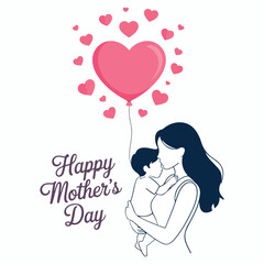 Cute Mother’s Day Greeting Card Design – Vector EPS